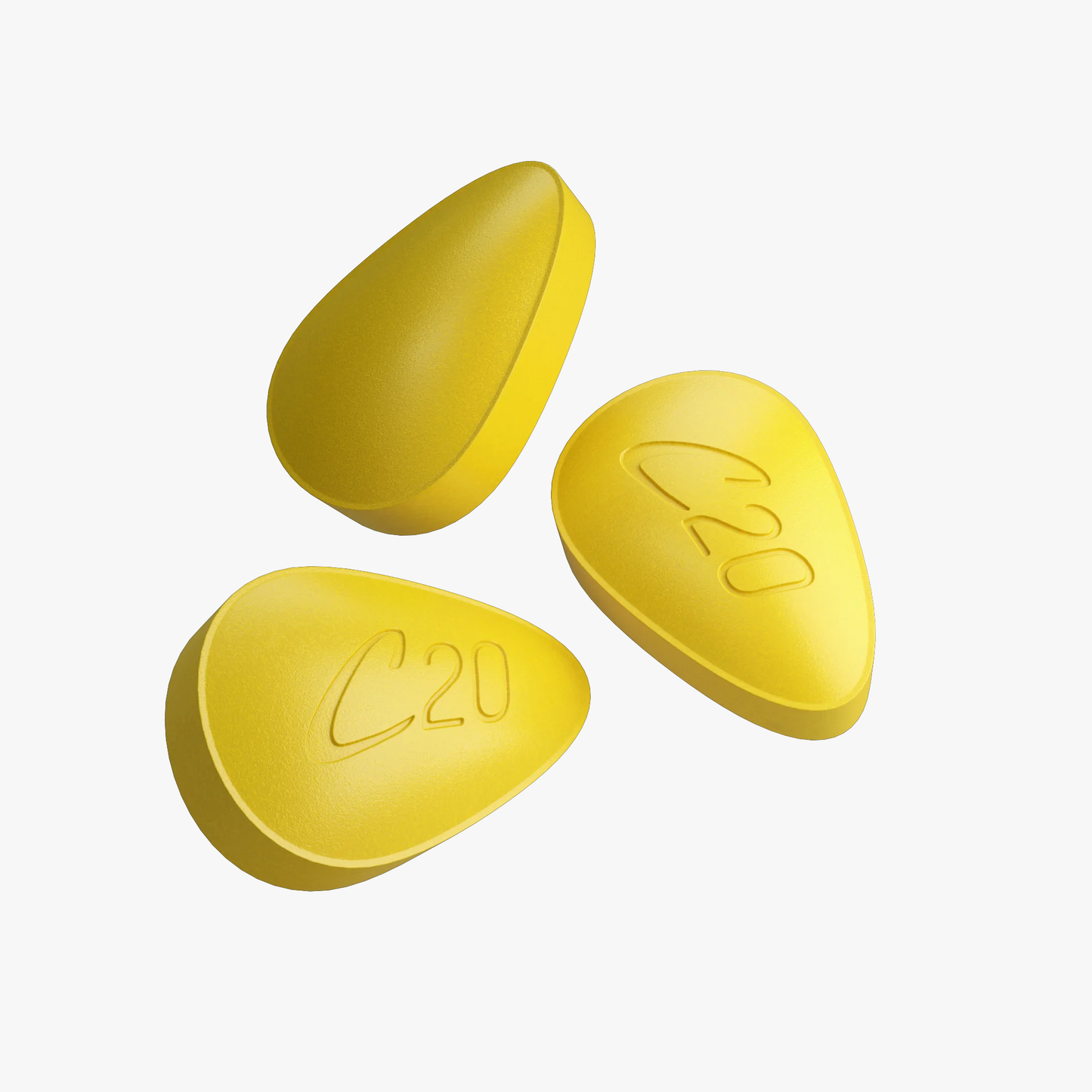 three yellow tadalafil pills labeled C20 for erectile dysfunction support in the Philippines