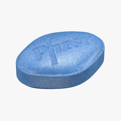 Single blue Pfizer Viagra tablet for erectile dysfunction treatment.








