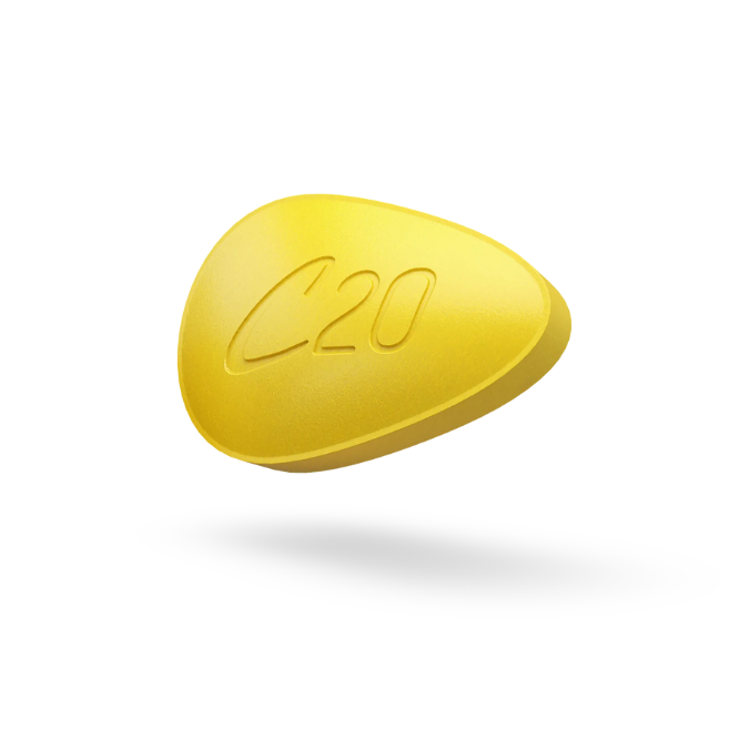 Single Cialis® (Tadalafil) 20mg pill for erectile dysfunction (ED) treatment.